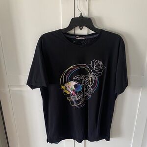Robert Graham Black Tee with Colorful Skull Design